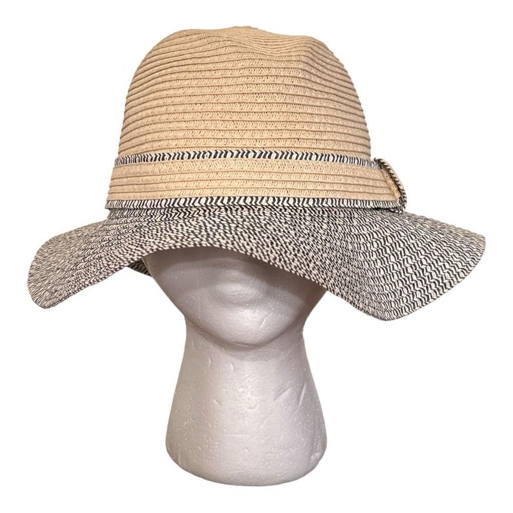 The Accessory Collection Women's Paper Braid Bow Accented Contrasting Sized Brim
